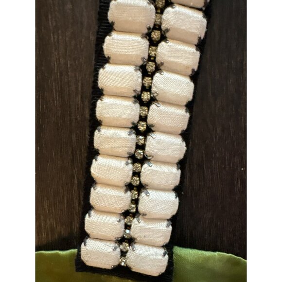 Lela Rose Green Silk Sleeveless Dress W/Decorative Straps Scalloped Hem Size 10 - Picture 9 of 10